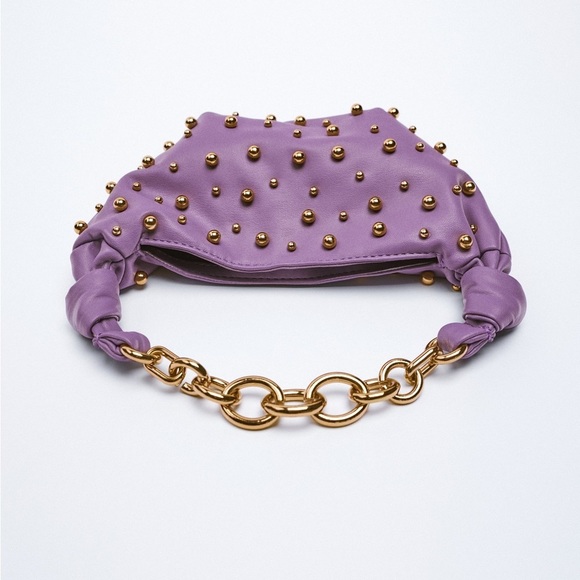 NWT. Zara Purple Mini Bag with Beads. - Picture 2 of 7